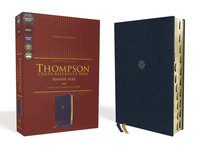 NKJV Thompson Chain-Reference Bible/Handy Size (Comfort Print)-Navy Leathersoft Indexed