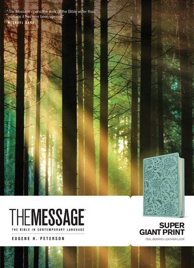 The Message Super Giant Print-Teal Berries Leather-Look