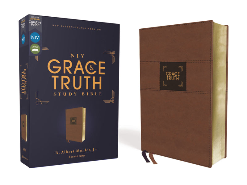 NIV The Grace And Truth Study Bible (Comfort Print)-Brown Leathersoft