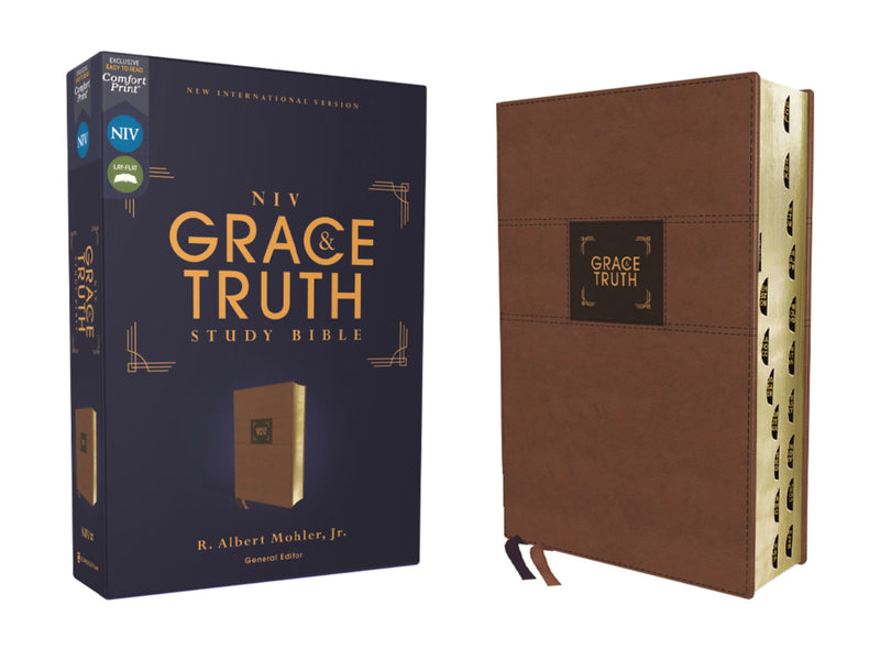NIV The Grace And Truth Study Bible (Comfort Print)-Brown Leathersoft Indexed