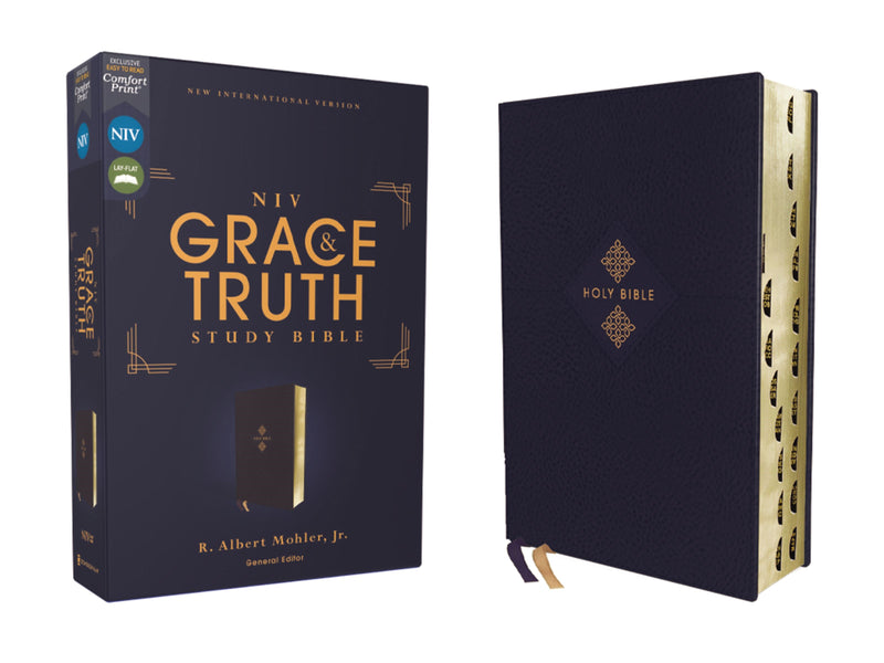 NIV The Grace And Truth Study Bible (Comfort Print)-Navy Leathersoft Indexed