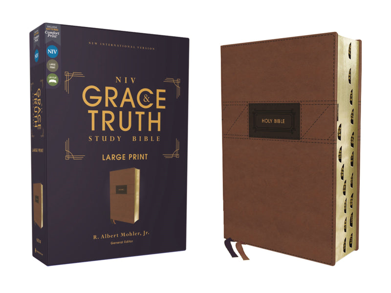 NIV The Grace And Truth Study Bible/Large Print (Comfort Print)-Brown Leathersoft Indexed