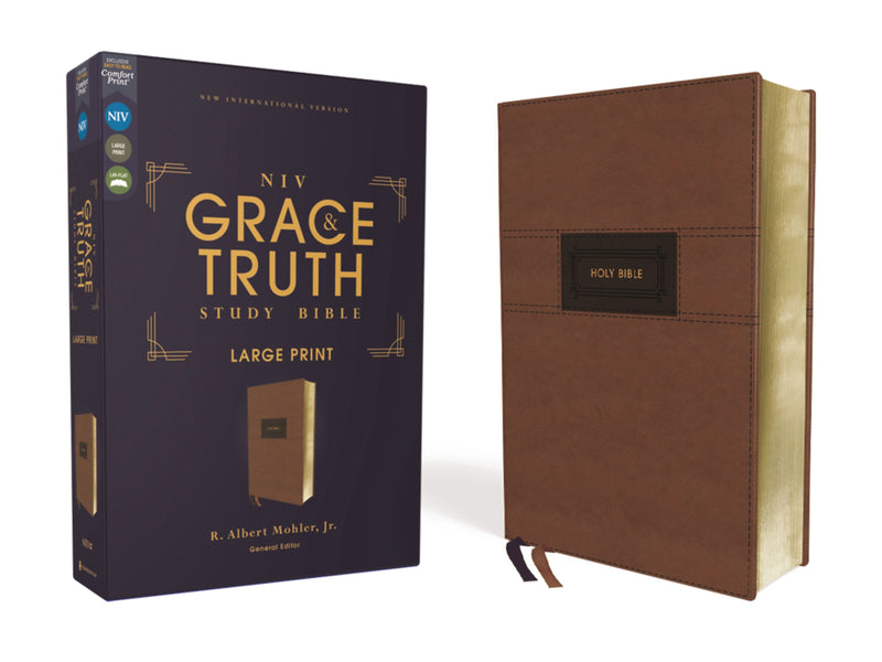 NIV The Grace And Truth Study Bible/Large Print (Comfort Print)-Brown Leathersoft