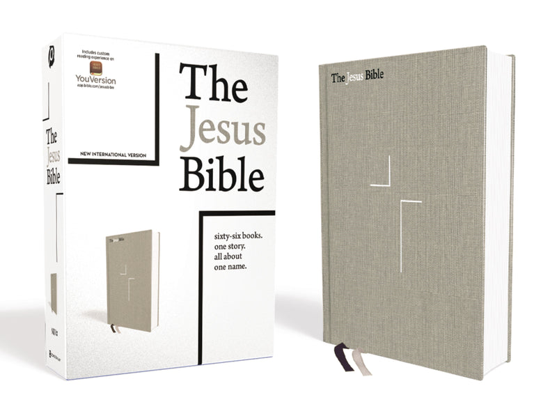 NIV The Jesus Bible (Comfort Print)-Gray Linen Cloth Over Board