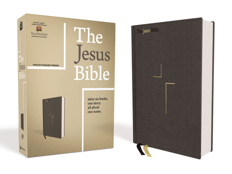 ESV The Jesus Bible-Charcoal Cloth Over Board
