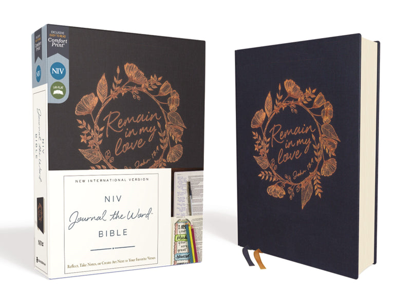 NIV Journal The Word Bible (Comfort Print)-Navy Cloth Over Board
