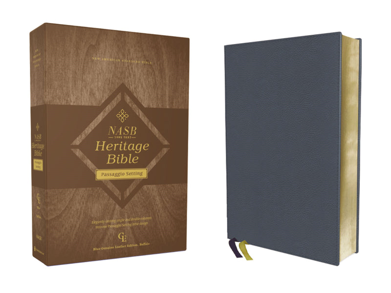 NASB Heritage Bible  Passaggio Setting (Comfort Print)-Blue Genuine Leather