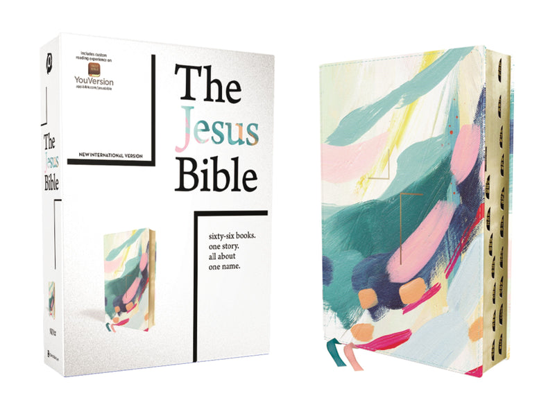 NIV The Jesus Bible Artist Edition (Comfort Print)-Multi-Color/Teal Leathersoft Indexed