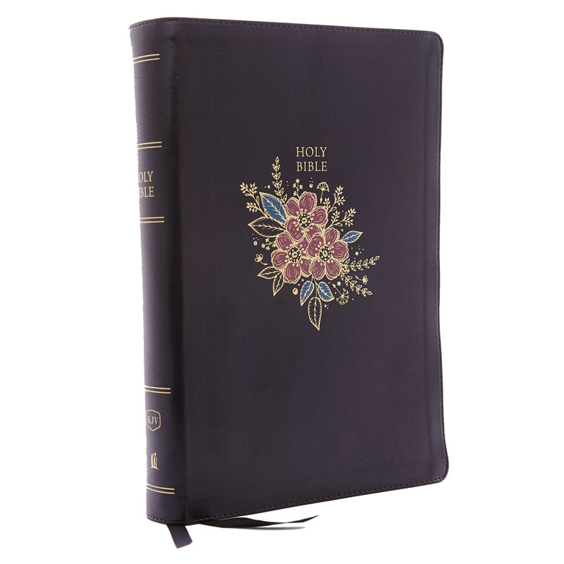 KJV Super Giant Print Reference Bible (Comfort Print)-Black Deluxe Floral Leathersoft