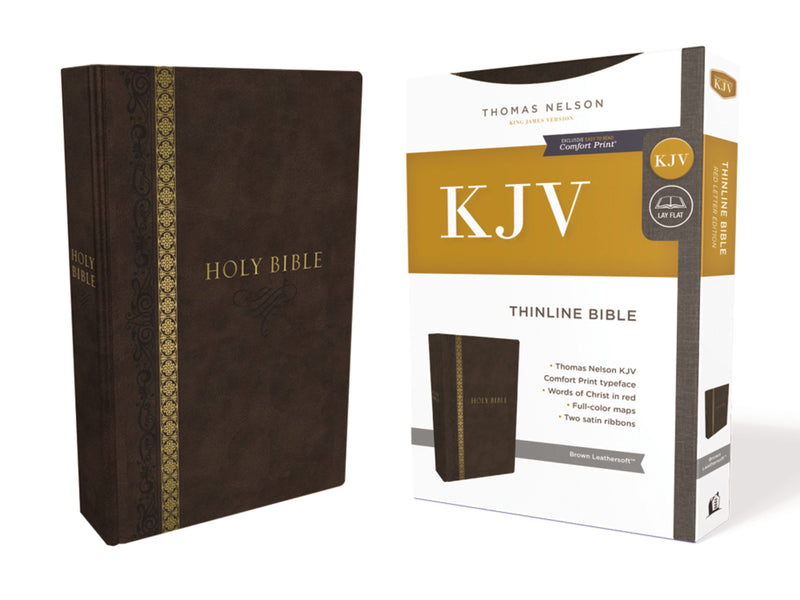 KJV Thinline Bible (Comfort Print)-Brown Leathersoft Indexed