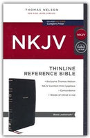 NKJV Thinline Reference Bible (Comfort Print)-Black LeatherSoft