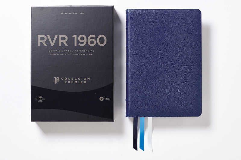 Span-RVR 1960 Giant Print Reference (Premier Collection) (Biblia Letra Gigante Coleccion Premier)-Navy Blue Goatskin 