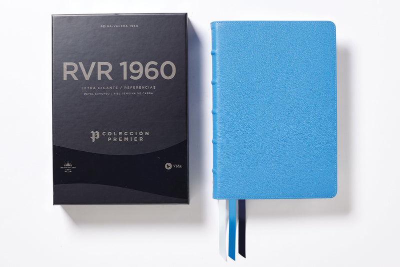Span-RVR 1960 Giant Print Reference (Premier Collection) (Biblia Letra Gigante Coleccion Premier)-Blue Goatskin Leather