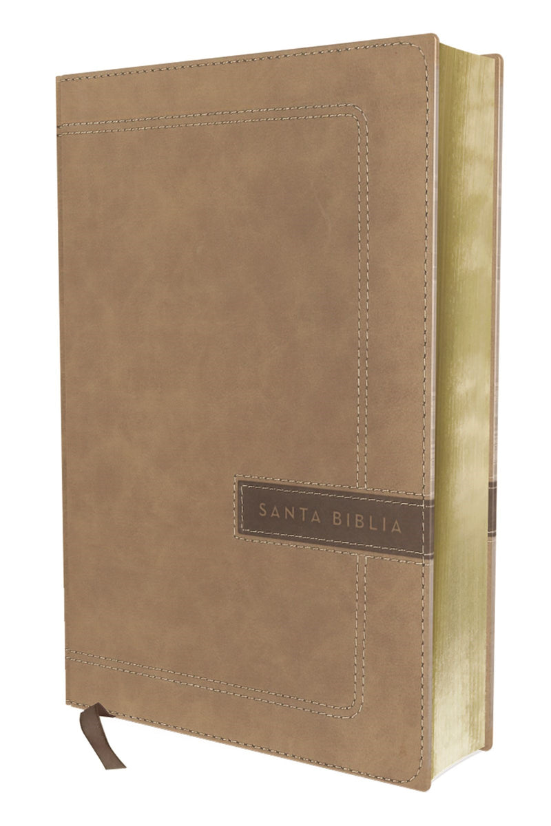 Span-NBLA Single-Column/Large Print Reference Bible (Biblia Una Columna Con Referencias/Letra Grande)-Beige Leathersoft 
