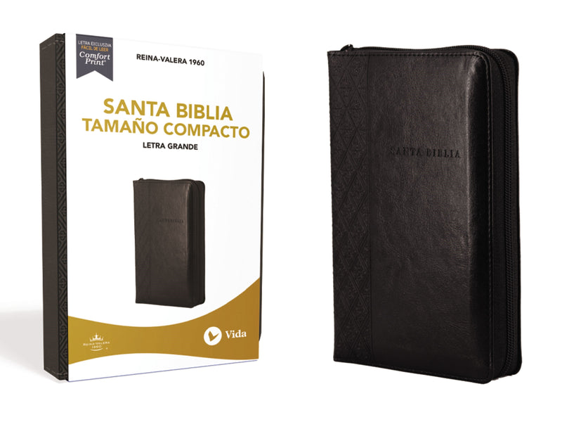 Span-RVR 1960 Large Print Compact Bible (Santa Biblia Letra Grande/Tamano Compacto)-Black Leathersoft 