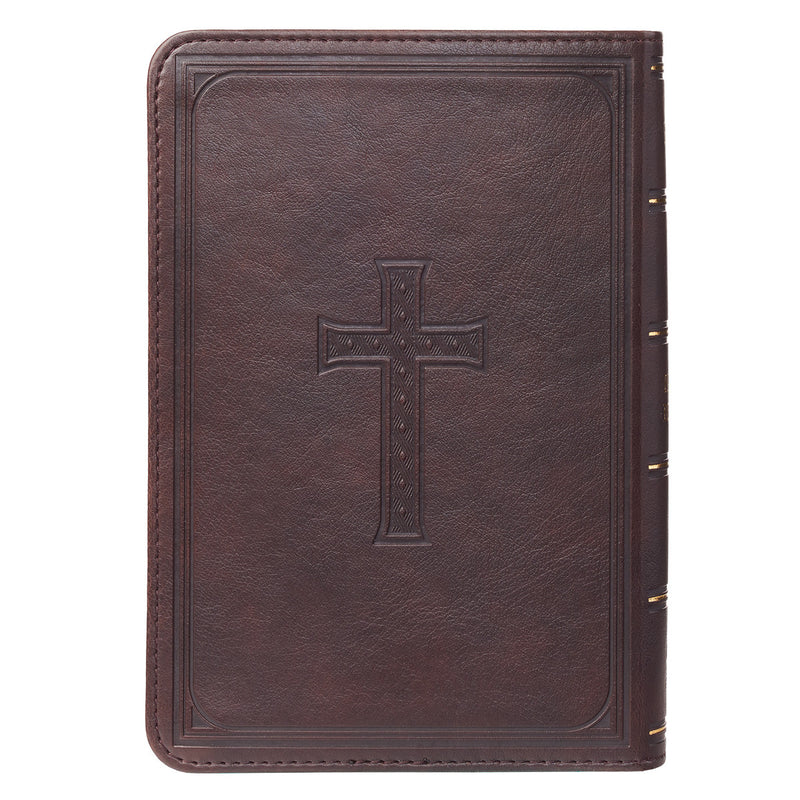Large Print Compact Bible - Brown cross