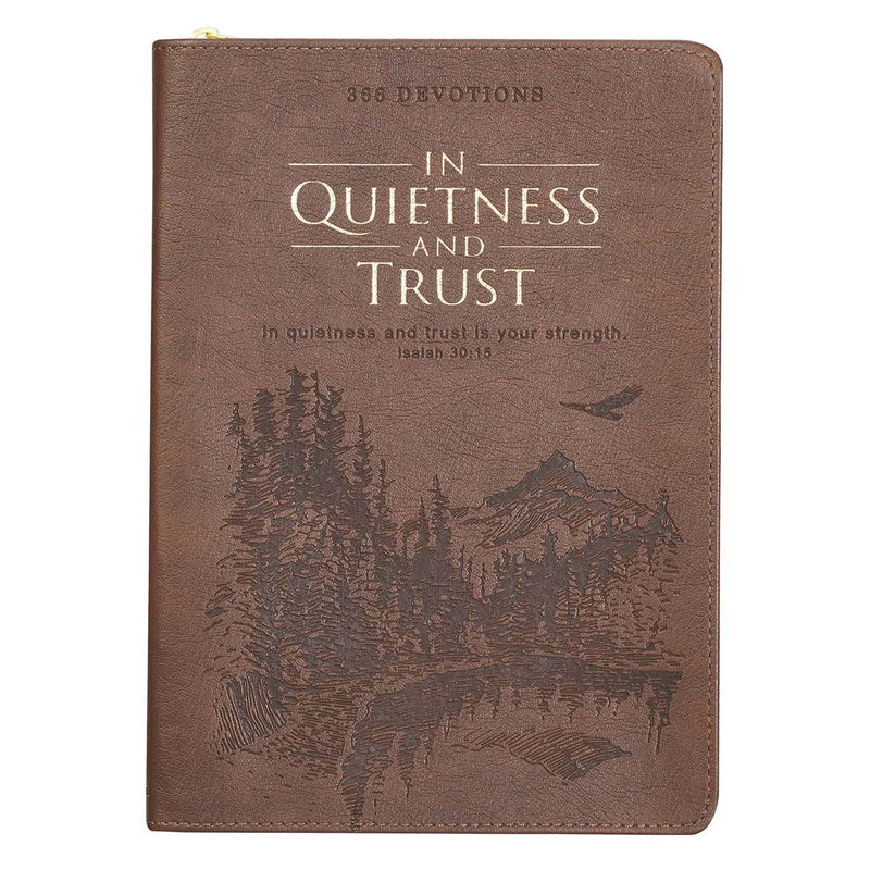 In Quietness and Trust Brown Zippered Fa