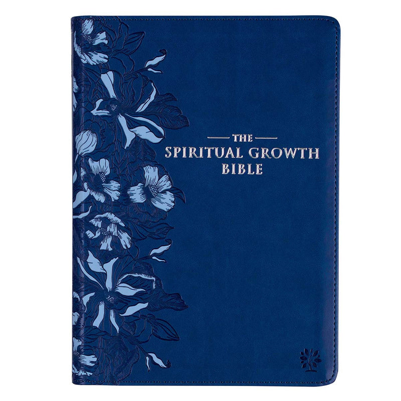 Spiritual Growth Bible Navy Blue Faux Le