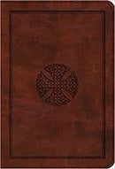 ESV Large Print Compact Bible-Brown Mosaic Cross Design TruTone