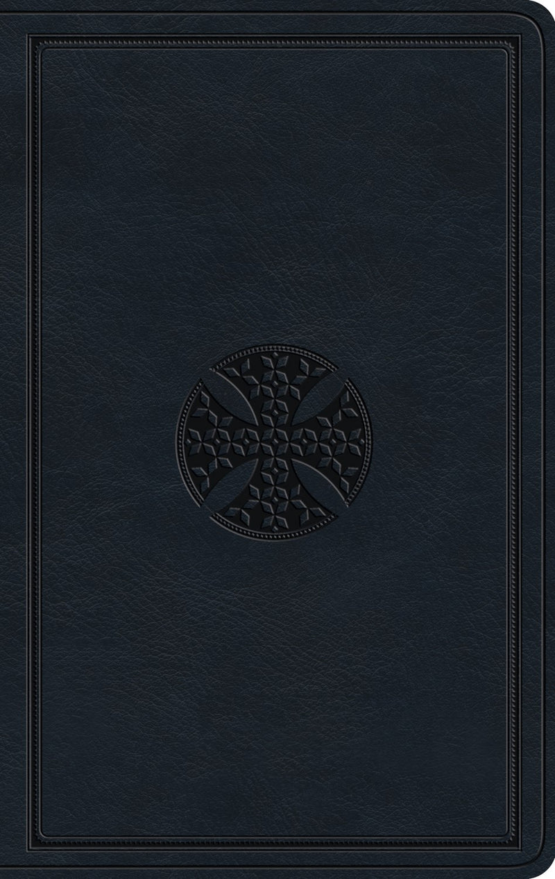 ESV Large Print Value Thinline Bible-Navy Mosaic Cross Design TruTone
