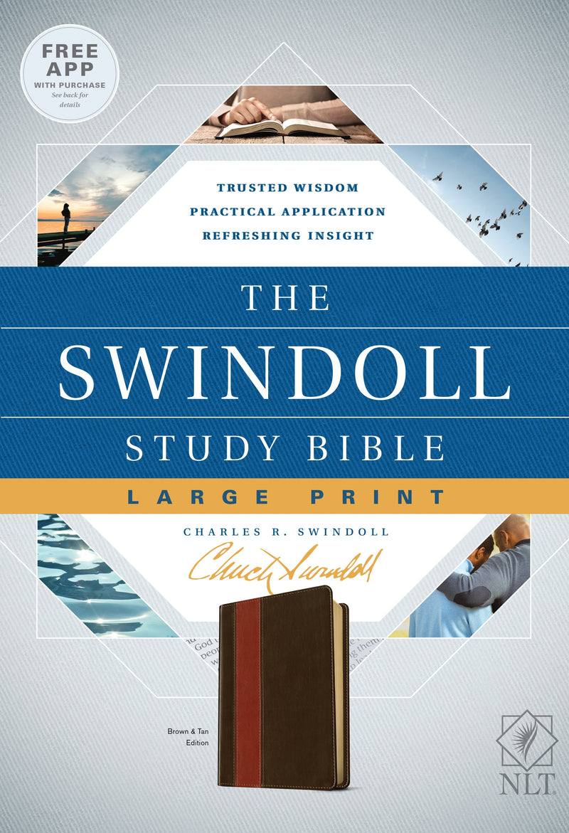 NLT Swindoll Study Bible/Large Print-Brown/Tan LeatherLike