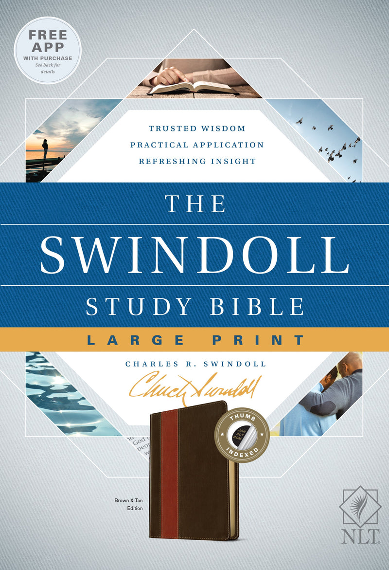 NLT Swindoll Study Bible/Large Print-Brown/Tan LeatherLike Indexed