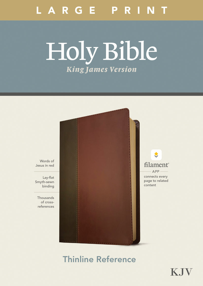 KJV Large Print Thinline Reference Bible/Filament Enabled Edition-Brown/Mahogany LeatherLike
