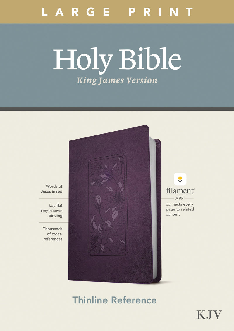KJV Large Print Thinline Reference Bible/Filament Enabled Edition-Purple Floral LeatherLike