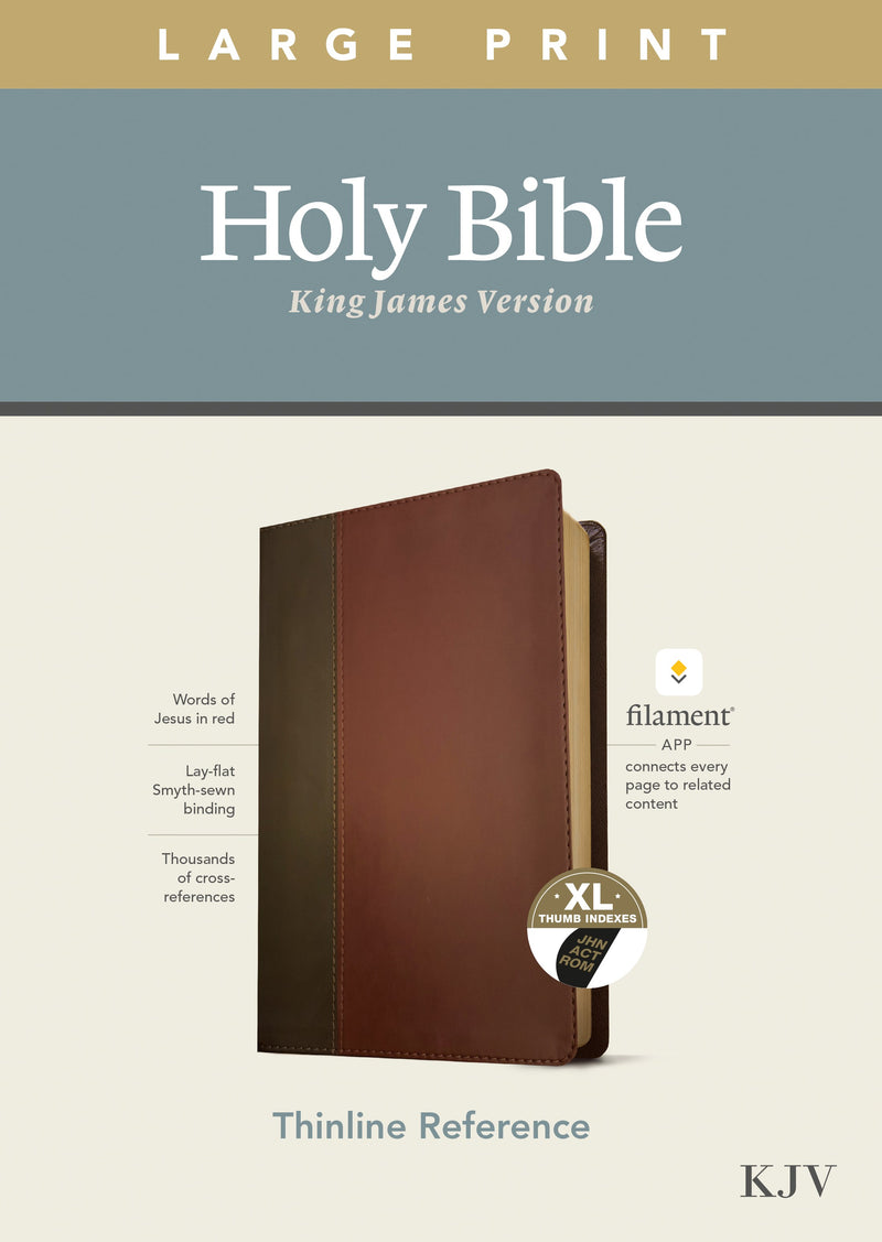 KJV Large Print Thinline Reference Bible/Filament Enabled Edition-Brown/Mahogany LeatherLike Indexed