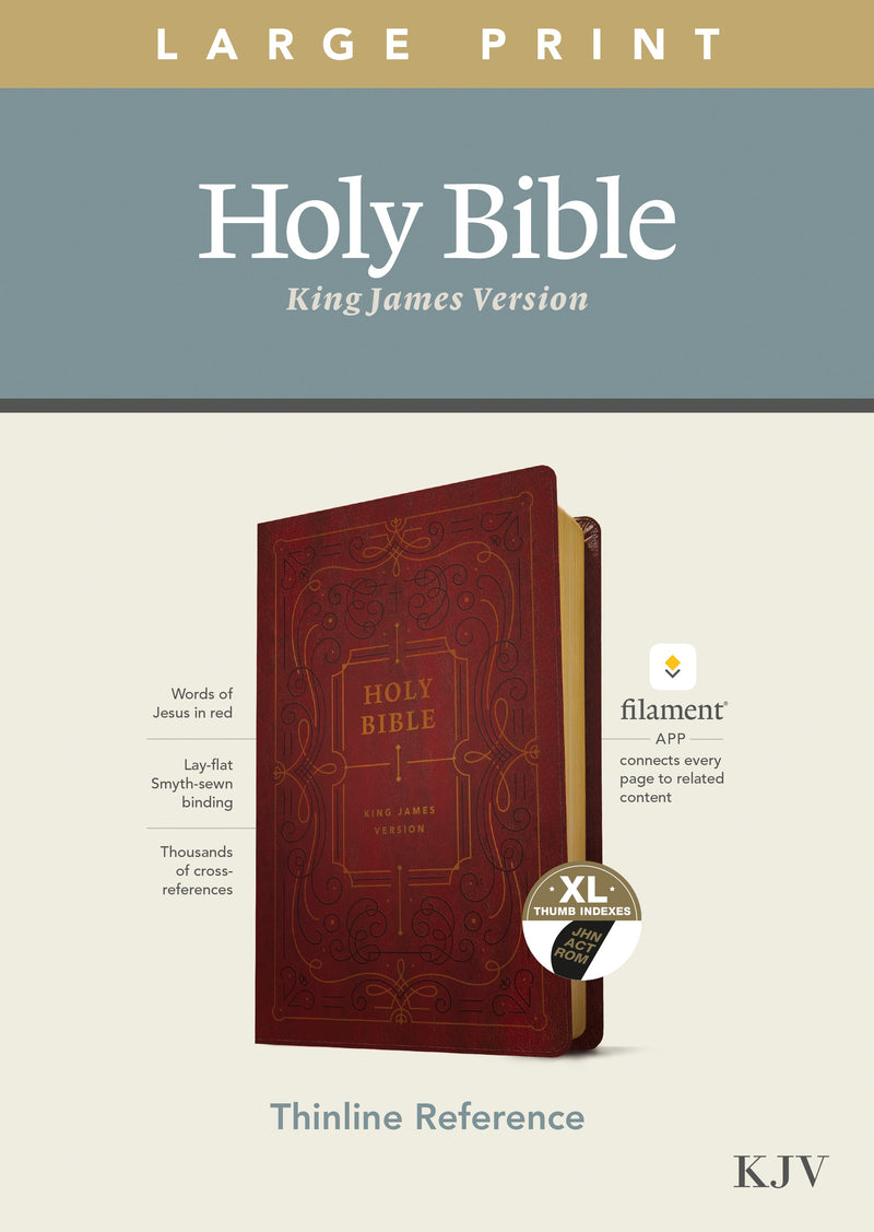 KJV Large Print Thinline Reference Bible/Filament Enabled Edition-Burgundy Ornate LeatherLike Indexed 