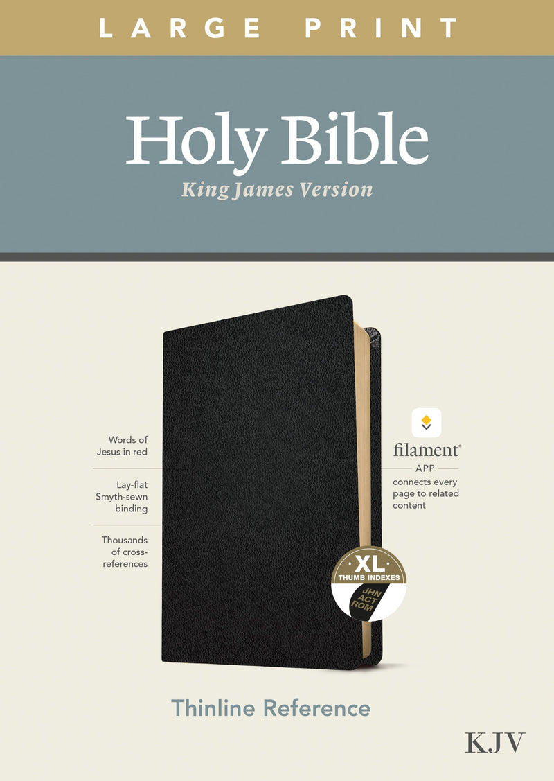 KJV Large Print Thinline Reference Bible/Filament Enabled Edition-Black Genuine Leather Indexed 