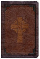 KJV Large Print Compact Reference Bible-Brown Celtic Cross LeatherTouch