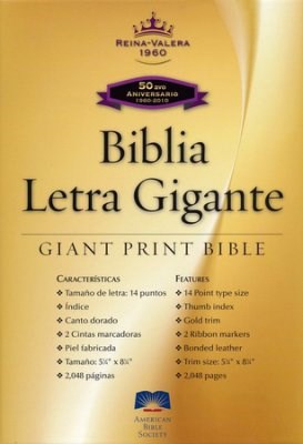Span-RVR 1960 Giant Print Bible-Black Imitation Leather Indexed