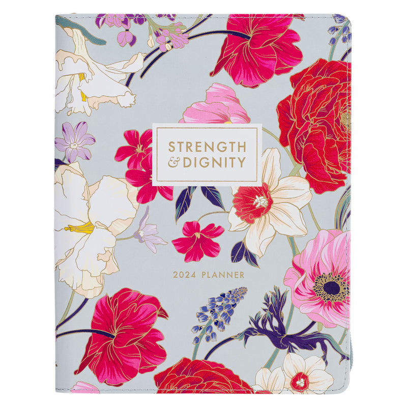 Strength and Dignity Floral Faux Leather