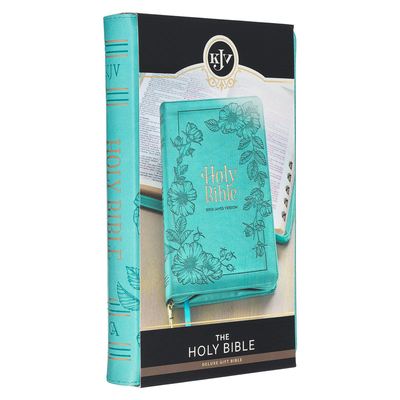 Teal Faux Leather Deluxe Gift  Index Zip