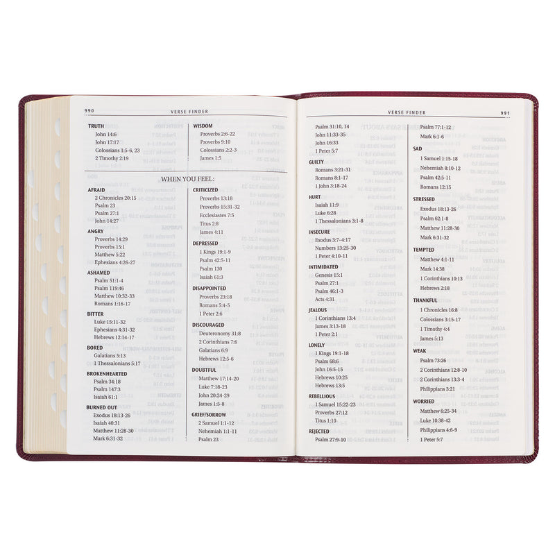 Burgundy Cross Large Print Thin Index