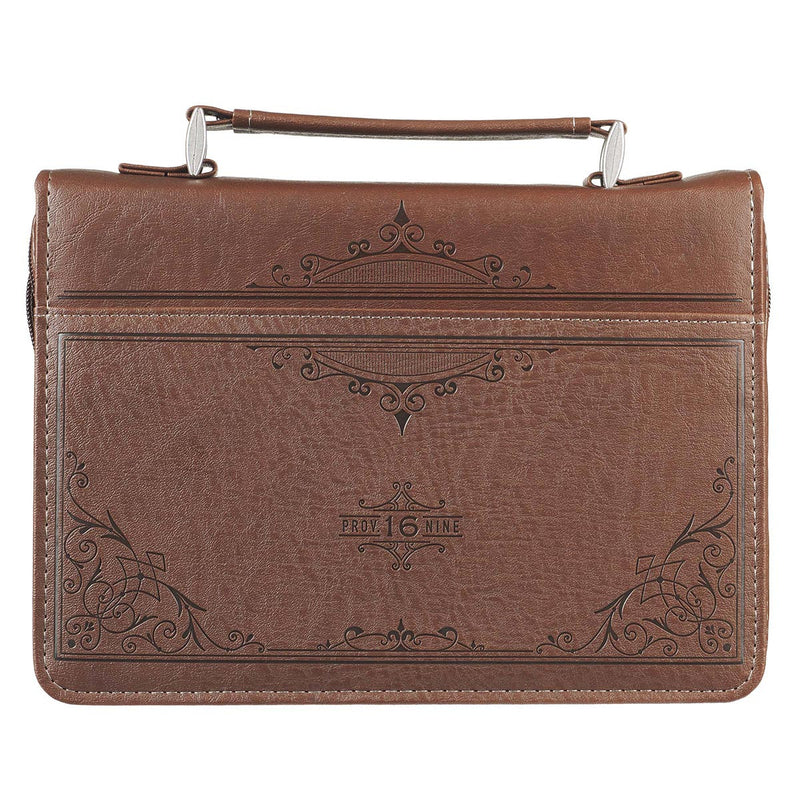 A Man's Heart Prov.16:9 Brown Luxleather
