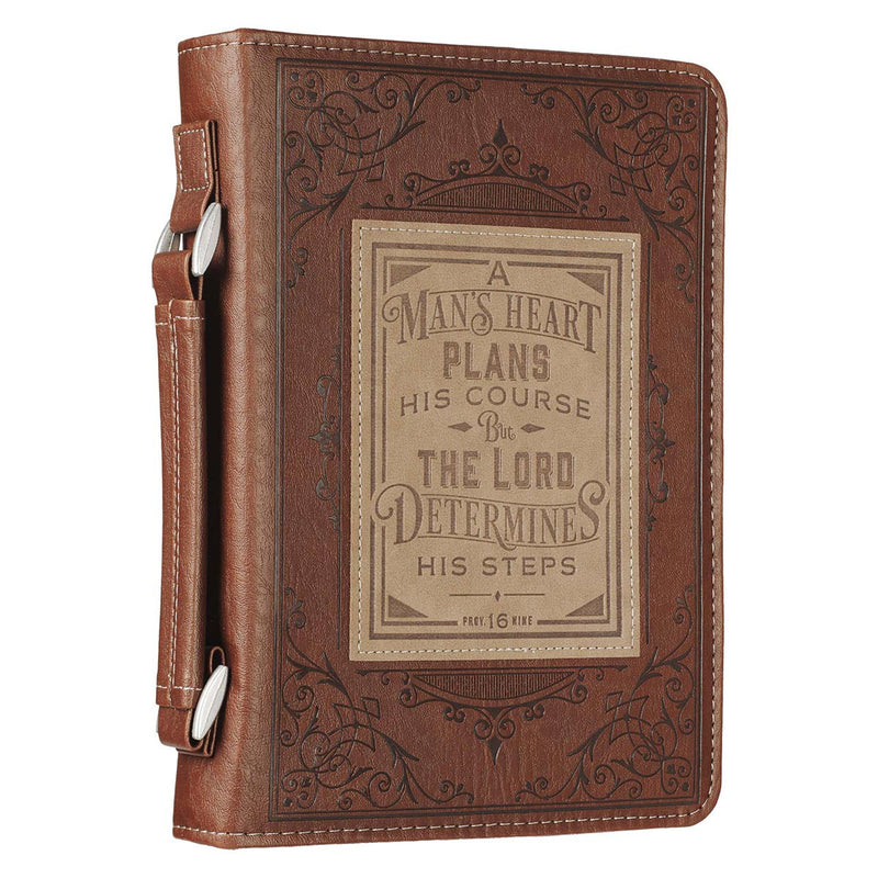 A Man's Heart Prov.16:9 Brown Luxleather