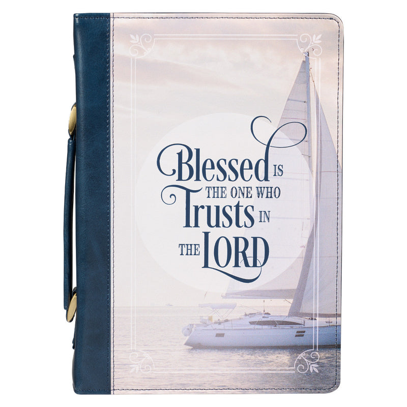 Blessed Is The One Nautical Navy Faux Le