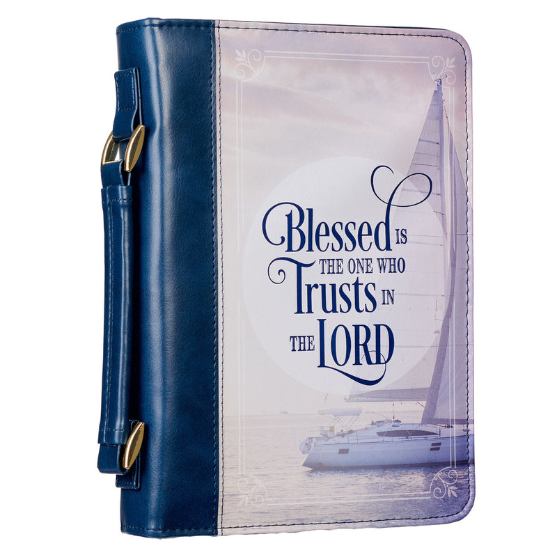 Blessed Is The One Nautical Navy Faux Le