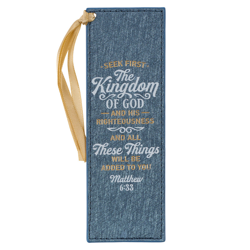 The Kingdom of God Metallic Blue Faux Le