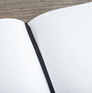 Grijsblauw vilt met bruin leer